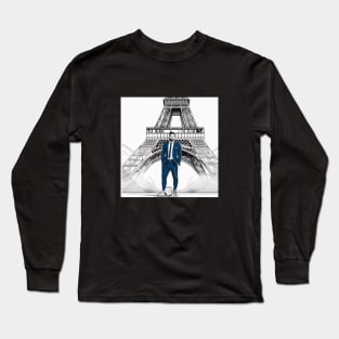 Messi Paris Eiffel Tower Soccer Futbol PSG Gift Long Sleeve T-Shirt